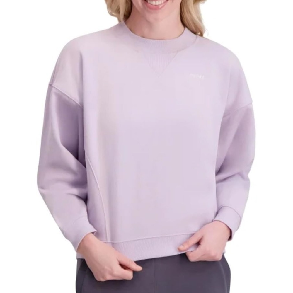 DKNY Sport Women's Crewneck Long Sleeves Fleece Logo Sweatshirt, Purple,  XXL